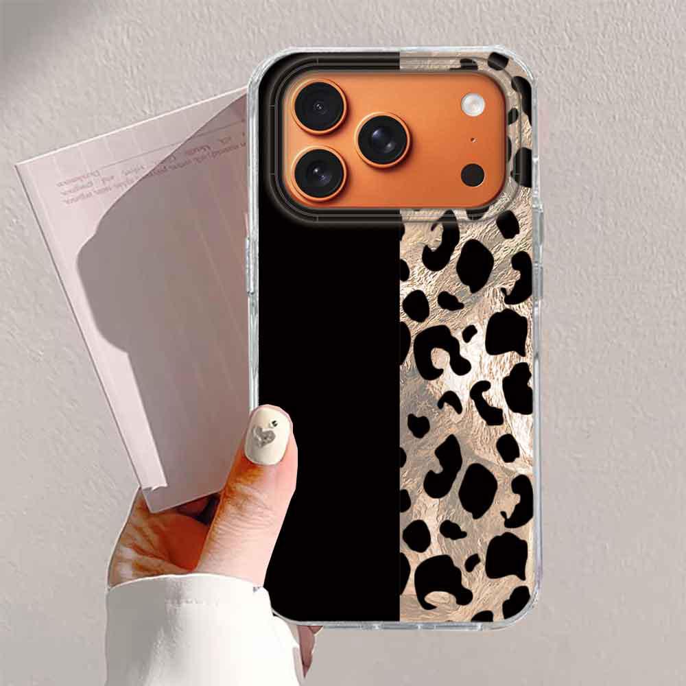 INS Korean Black Leopard Print Phone Case for iphone 17 Air 16 15 14 13 11 12 Pro Max 7 8 Plus X XS XR SE 2022 2020 16e Cover