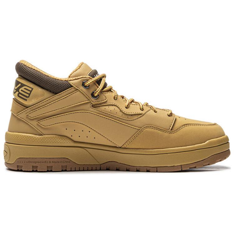 Li Ning Wave MID FLEECE Thermal Slip Resistant Mid top Skateboard Shoes Men's Brown AGCU419-1