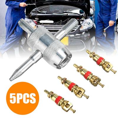 5Pcs/Set 4 Way Car Bike Tyre Tire Repair Remover Tool with Valve Stem