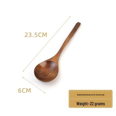 ZISIZ Japanese Wooden Long Handle Soup Spoons
