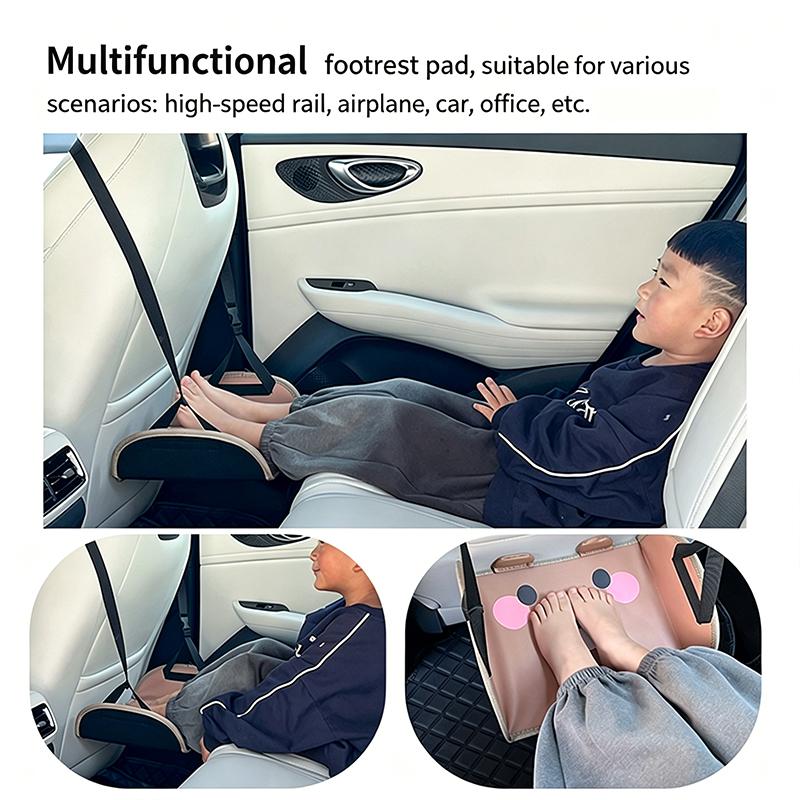 Portable Adjustable Car Rear Seat Foot Hamk Cartoon Bear Hanging Footrest for Travel, Office Car Interior Comfort Supplies