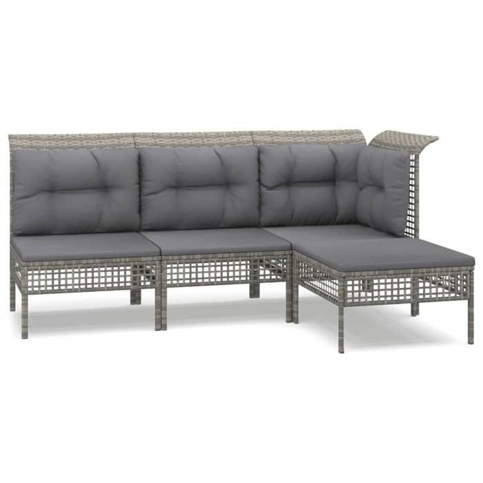 VidaXL Salon de Jardin avec Coussins 4 pcs, Ensemble de Meubles de Terrasse, Mobilier d'Extérieur, Canapé de Patio, Moderne, 3187497