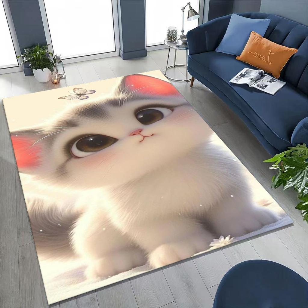 Neuer Niedlicher Katze Kätzchen Miau Cartoon Teppich für Schlafzimmer Wohnzimmer Sofa Zuhause Fußmatte Dekor, Große Kinder Spiel Anti-Rutsch Bodenmatte