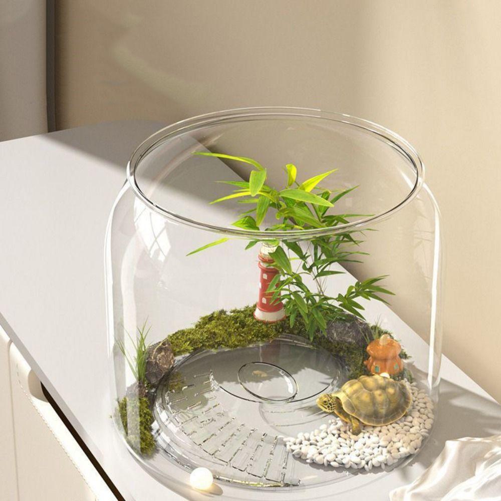 Anti-broken Fish Bowl Plastic Viewing Tank Multifunctional Desktop Small Aquarium  for Home