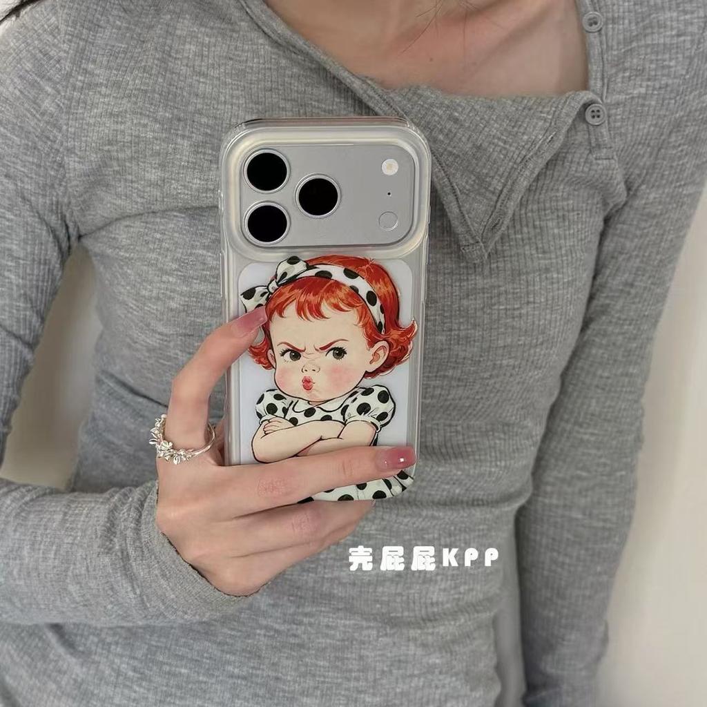 Semi-transparent matte cute playful little girl ins15 for iPhone17promax iPhone 16 mobile phone case 15