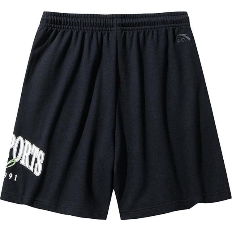 Anta American Vintage Loose Breathable Knitted Printed Casual Shorts Men shorts Basic-Black 152438304-2