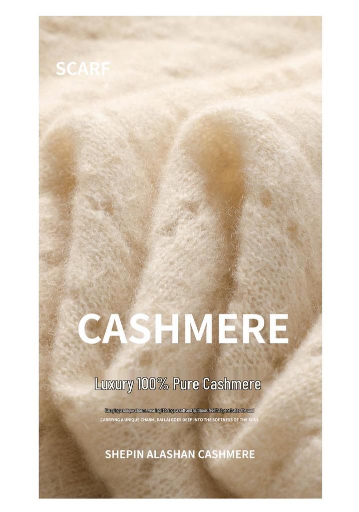 Women's 100% Pure Cashmere Hollow Knit Scarf - New Autumn/Winter Style, Warm & High-End Feel