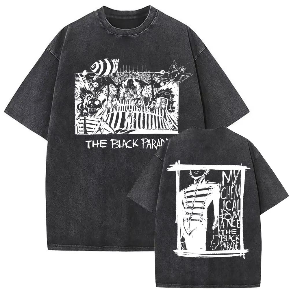Washed Vintage Rock Band My Chemical Romance The Black Parade Tour  Tshirt Mens Women Fashion Punk Emo Oversized T Shirts