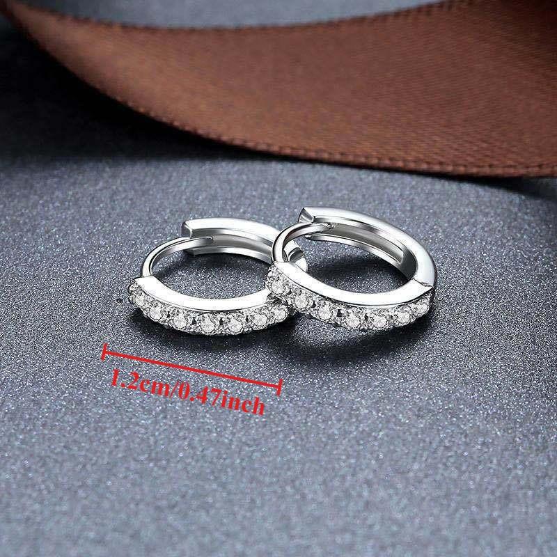925  Silver Shining Zircon Earrings for Women Vintage Simple Round Circle Hoop Earrings Designer Party Jewelry Gifts