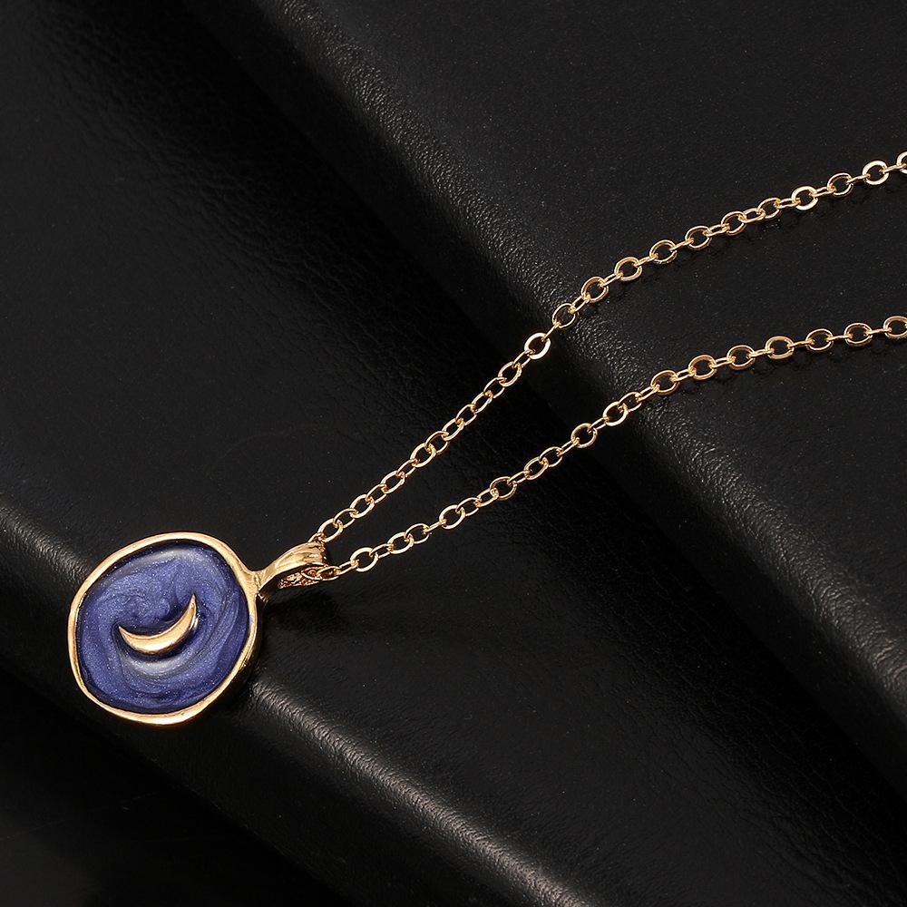 Alloy Drip Oil Geometric Love Moon Lightning Star Multi-element Pendant Combination Necklace, Female Collarbone Necklace