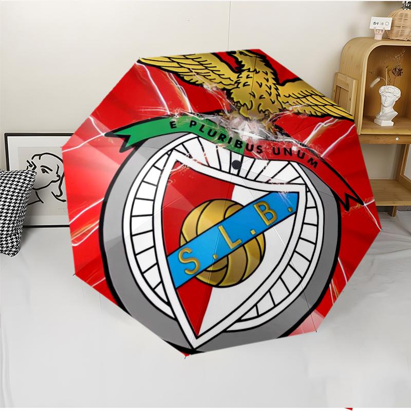 Benfica FC Fashionable Automatic Opening/Closing Folding Umbrella. Portable and Foldable, Ideal for Gift, Travel, and Daily Use.