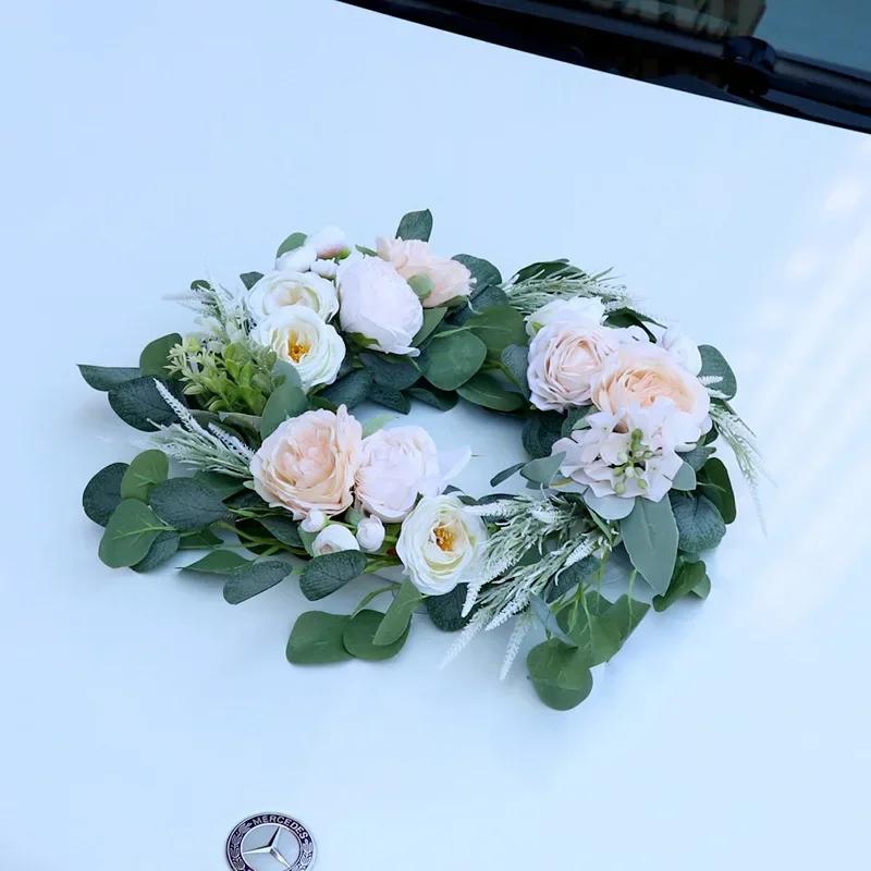 Creative Wedding Car Decor Flower Door Handles Rearview Mirror Decorate Rose Artificial Floral Accessories Marriage Props Gift