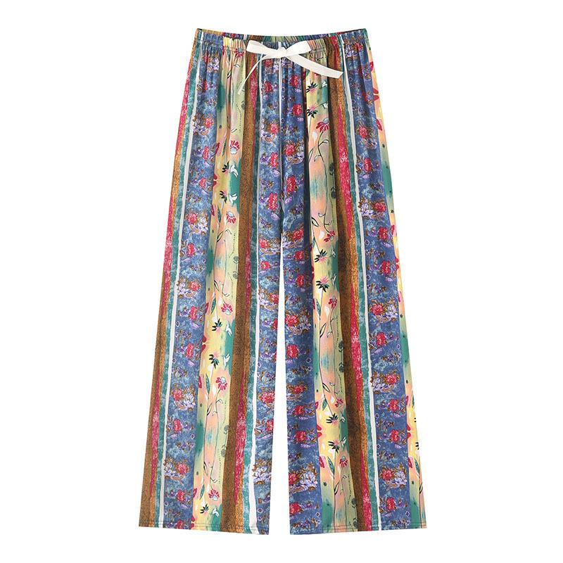 Women's Sleepy Pants Summer Printed Loose Wide Leg Pants Mom Cotton Home Casual Pants