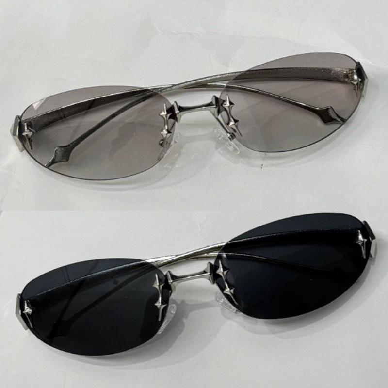 Fashion Frameless Sunglasses For Women Retro Decoration Star Eyeglass Oval High-End Luxury Decoration Design Sun Glasses