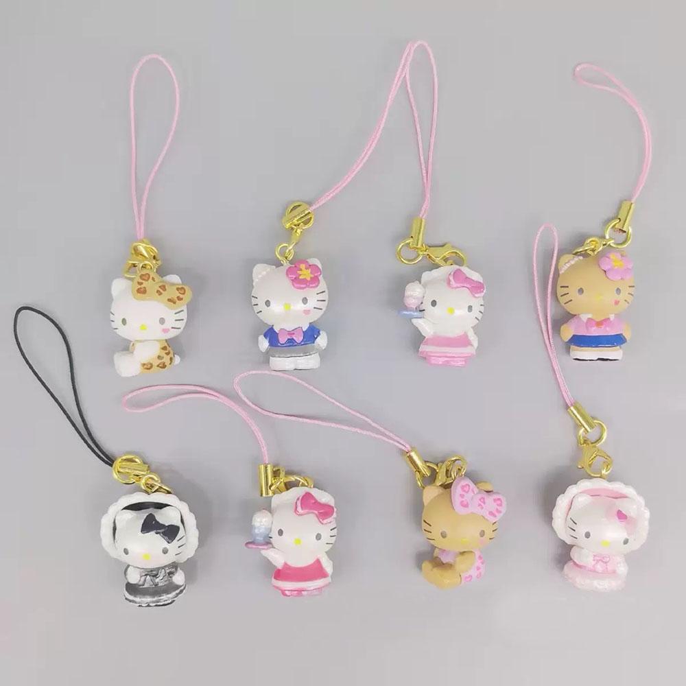 Hello Kitty 3Cm Keychain Sanrio Anime Cat Figure Maid Doll Kawaii Cake Phone Pendant Christmas Toy Gifts For Girls Children