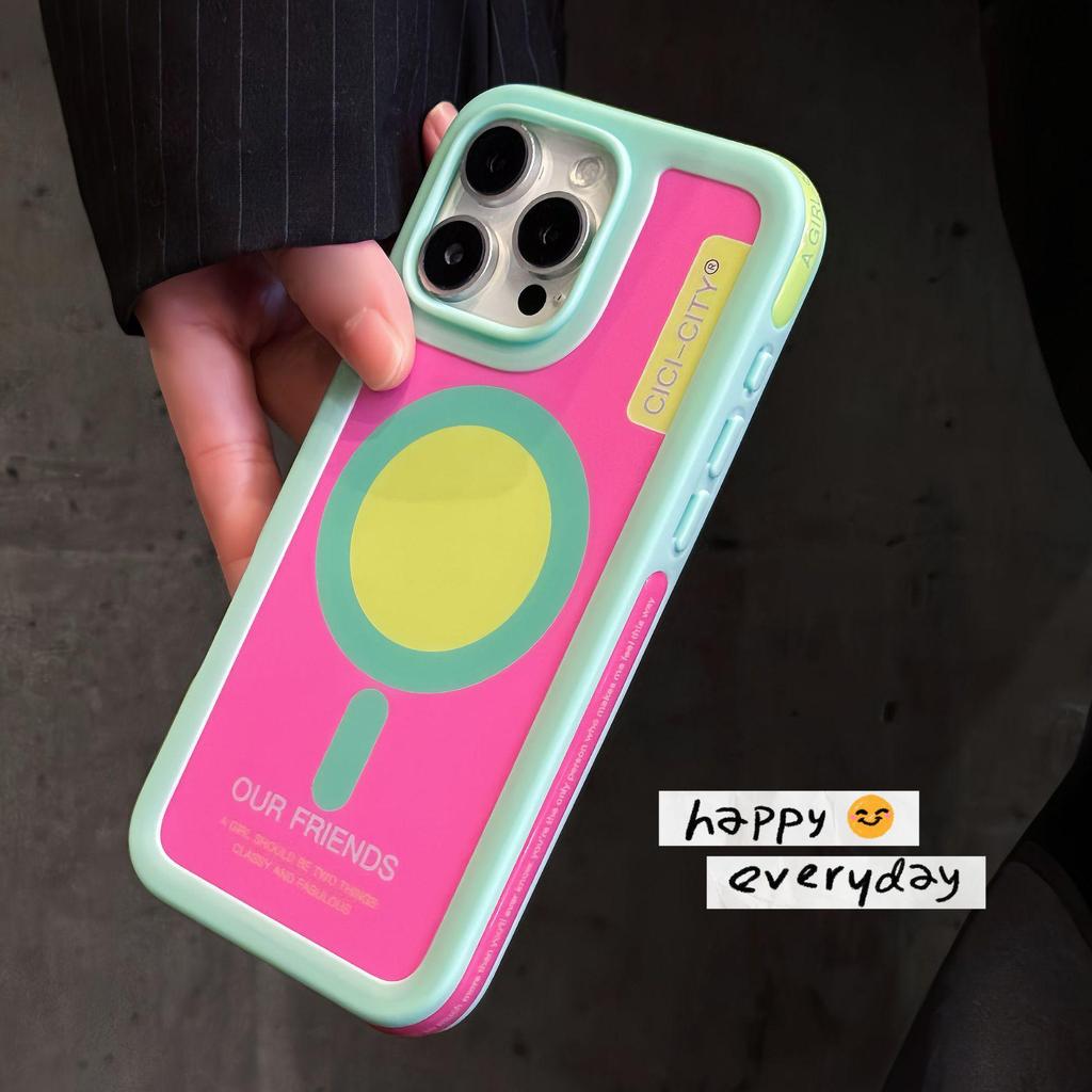 Dopamin-Farbe Magnetische Anti-Kollisions-Handyhülle für iPhone 16/15 Pro Max