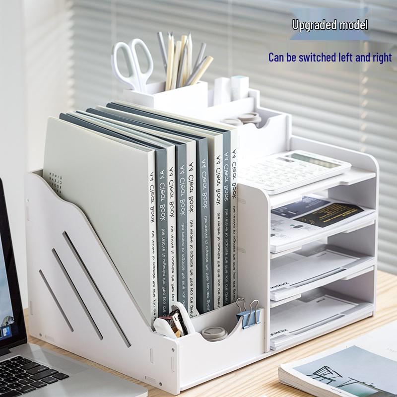 Desktop File Organizer with Storage Boxes and Book Stand