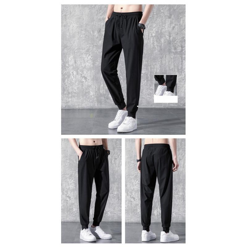 Casual Straight-Leg Pants For Men Autumn Thin Long Pants Jogger Pants Ice Silk Sports Pants