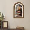 Vintage Framed Wall Art, Curved Wooden Floral Wall Art, Arched Wood Framed Wall Art, Rustic French Country Style Paintings for Bedroom