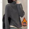 Fashion Women Autumn Winter Thickening Warm Long-sleeved T-shirt Pile Collar Thermal Underwear High Collar Slim Thermal Top