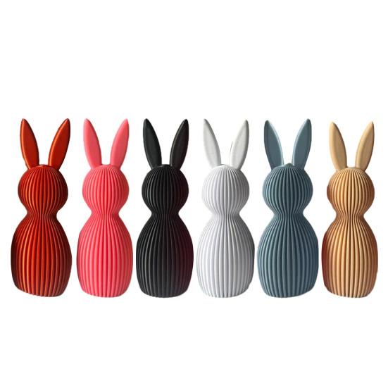 1/2Pcs Easter Bunny Figurine 3D Printed Ribbed Rabbit Statue Sculpture Home Office Holiday Party Table Centerpiece Decoration