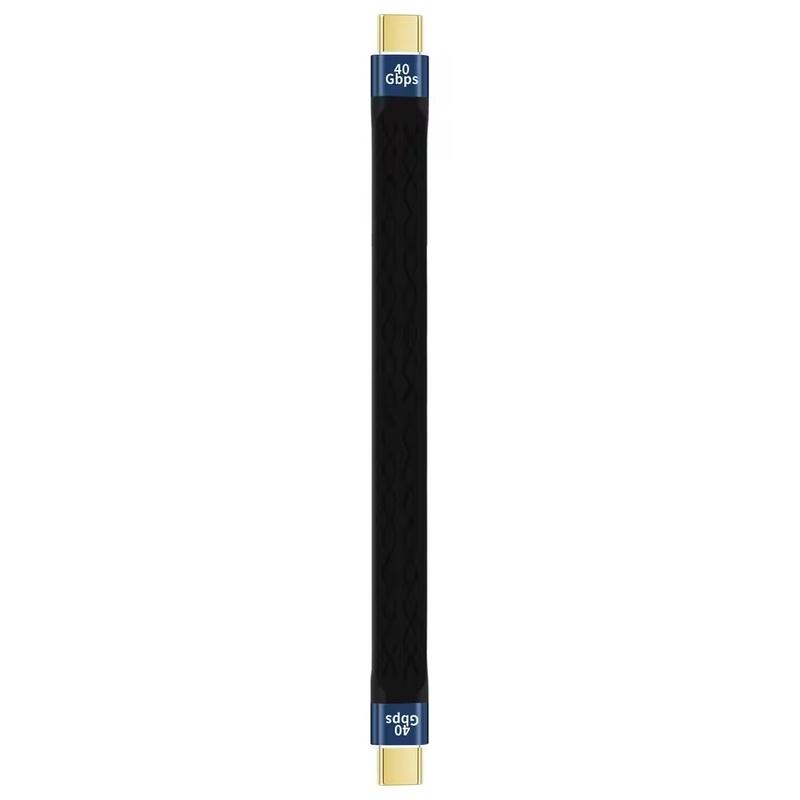 Short USB‑C To USB‑C FPC Extension Cable, 40Gbps Data Transfer 8K Video Output, Flat Slim Type‑C Cord for Phones Laptops