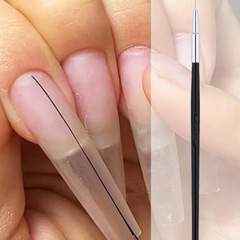 Nail Art Liner Brushes 5Pcs Painting Nail Art Brush Plastic Handle Nail Dotting Drawing Tool for Long Lines, Fine Drawing Sizes 7/9/11/15/25mm