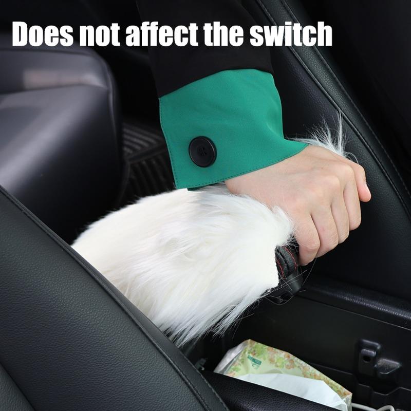 Winter Car Armrest Cushion 30x20cm Car Arm Rest Box Artificial Wool Warm Non-slip Long Plush Cover Pad Car Interior Accessories