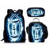 Set Scolastico Tre Pezzi Zaino Borsa Portapenne Borsa Pranzo Zaino con Immagini Street Tide Pallacanestro Calcio Set Zaino