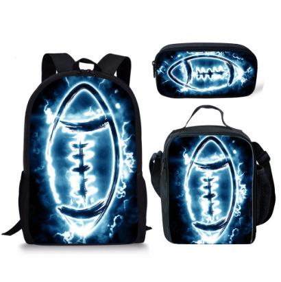 Set Scolastico Tre Pezzi Zaino Borsa Portapenne Borsa Pranzo Zaino con Immagini Street Tide Pallacanestro Calcio Set Zaino