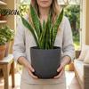 Gray Garden Pots for Patio Modern Plant Pot with Saucer, Flower Weather Resistant Planters Drainage Holes, Stone-Look Planter Indoor Outdoor