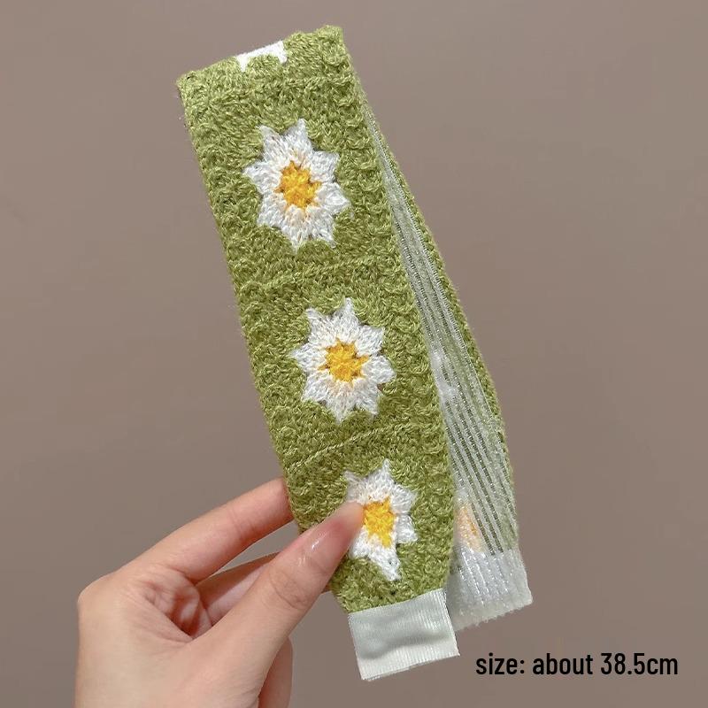 Francouzská květinová nemačkavá pletená čelenka pro ženy, kouzelná samolepka vlasový doplněk pro miminka a dospělé