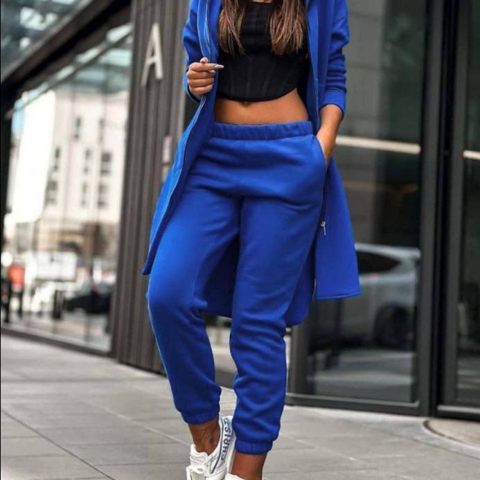 

New Fashionable Casual Fleece Hooded Sweatshirt Set For Women XXL