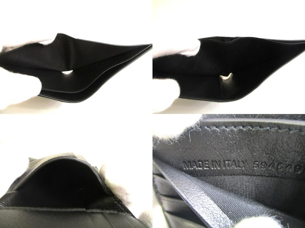 Authentic BALENCIAGA Signature Square Black Leather Bifold Bill Wallet #a837 Refurbished
