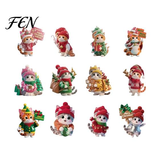 Small Cat Ornaments for Gift Tags Cute Kitten Christmas Tree Hanging with Lanyards, Wooden Decorative Pendants Pendants, Charms Holiday Home