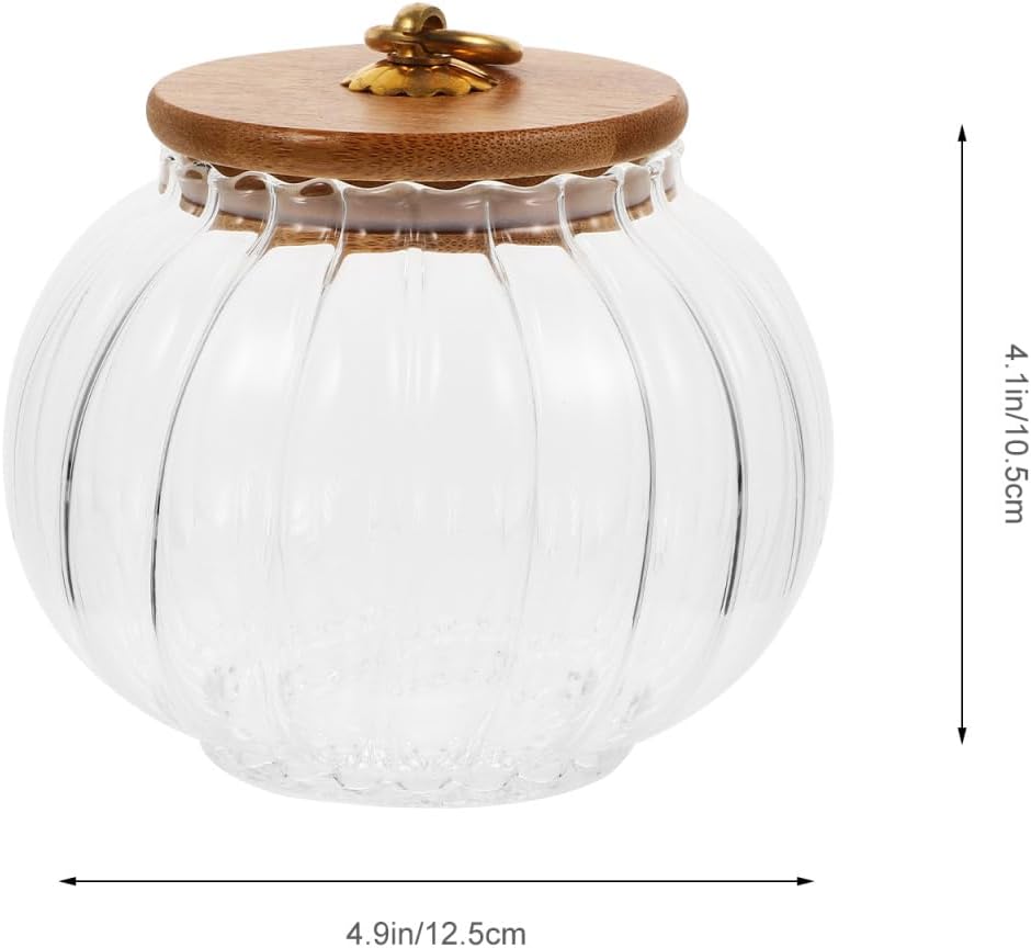 

Стеклянная банка для хранения в форме тыквы 800 мл, герметичный контейнер с бамбуковой крышкой для Хэллоуина, хранения круп и закусок United States