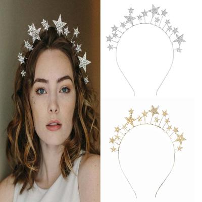 1 Stück Party Strass, Perle und Fünfzackiger Stern Haarreif. Ein übertriebenes und individualistisches Haaraccessoire für Festivals und