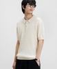 LEMAIN SECOND Oversized Washable Collared Cable Short Sleeve Knit [Ivory]