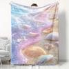 A Cozy Beach Shell Blanket Made of 100% Polyester with High-Definition Digital Printing, Suitable for All Seasons, a Cooling Blanket That Is Soft To T