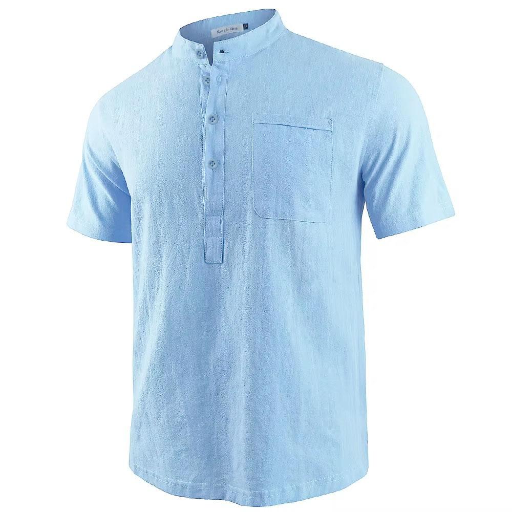 Pánské neformální bavlněné plátěné tričko Pure Color Trička pro muže Streetwear Plážové topy Trička Prodyšné tričko s krátkým rukávem Vintage