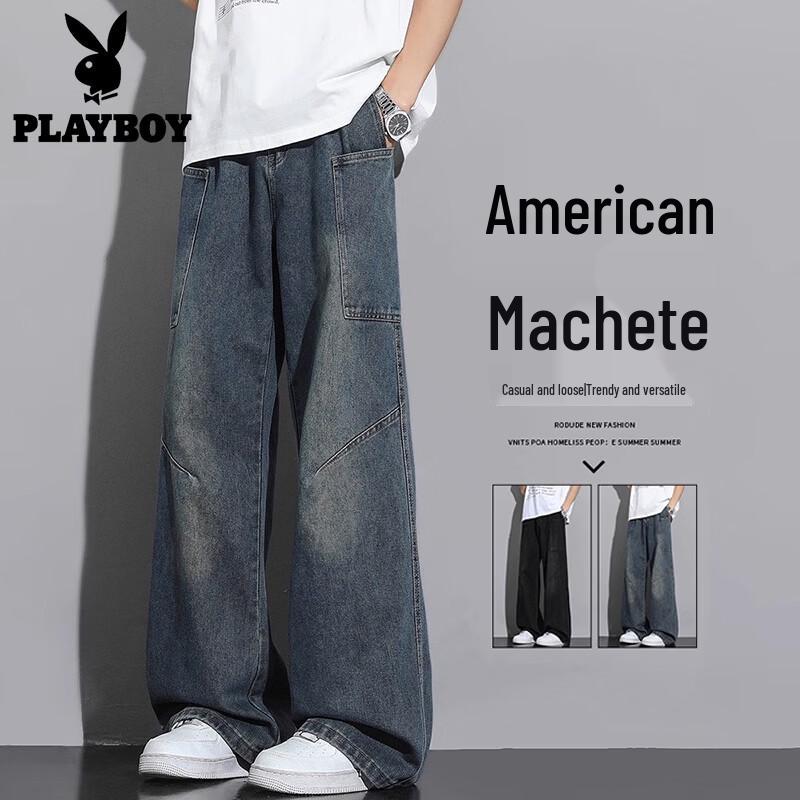 PLAYBOY Men s American Retro Loose Straight-Leg Jeans 3XL