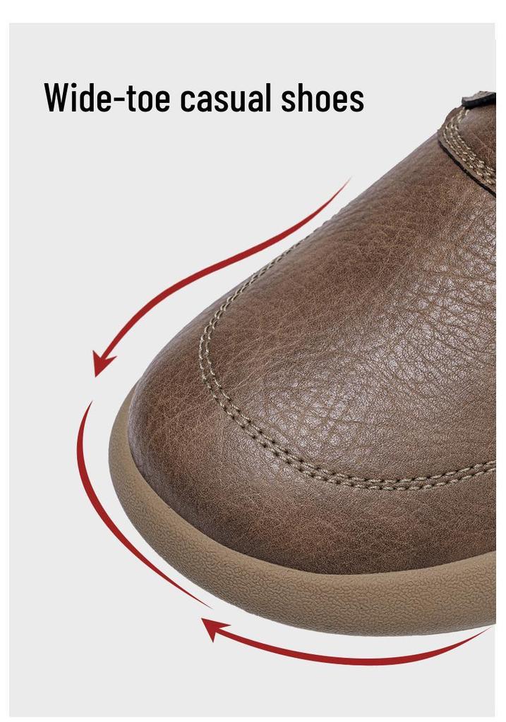 Plus Size Men's Leather Shoes: Comfortable, Soft Sole, Wide Round Toe Casual Shoes for Spring.