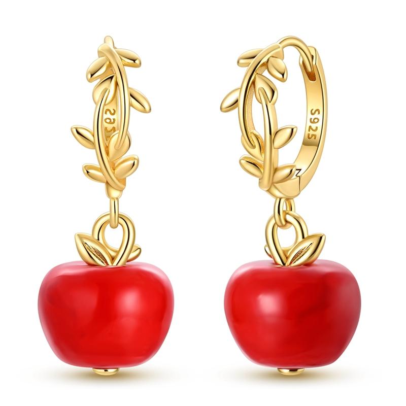 Red Series Original 925 Sterling Silver Snowflake Christmas Hoop Earrings For Women Wedding Christmas Festive Jewelry Gift
