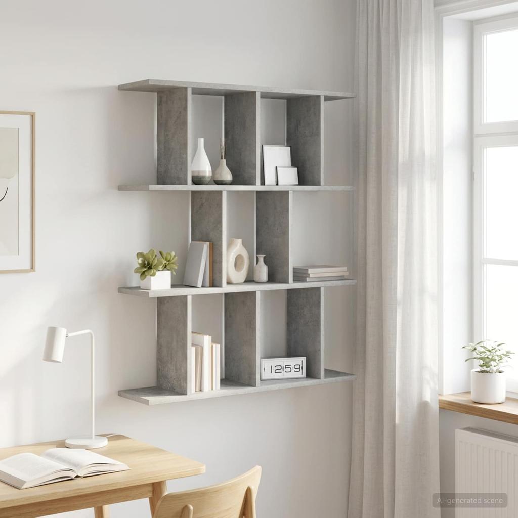 Wall Shelf Concrete Grey 80 x 20 x 96 cm Engineered Wood