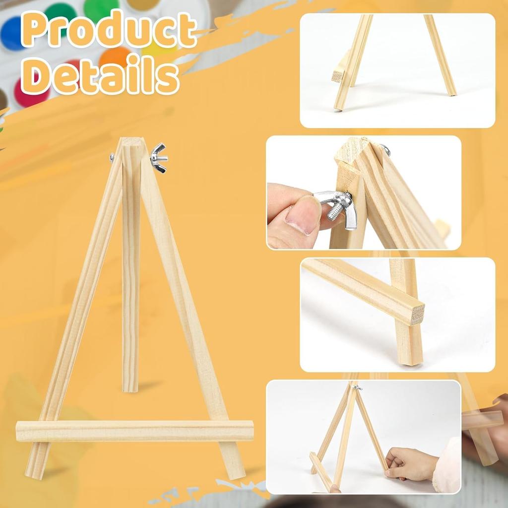 TKOnline 10PCS 9 Inch Wood Easels, Easel Stand for Painting, Art Craft Painting Party Easel, Tabletop Easels, Tripod, Canvas Photo Picture Sign