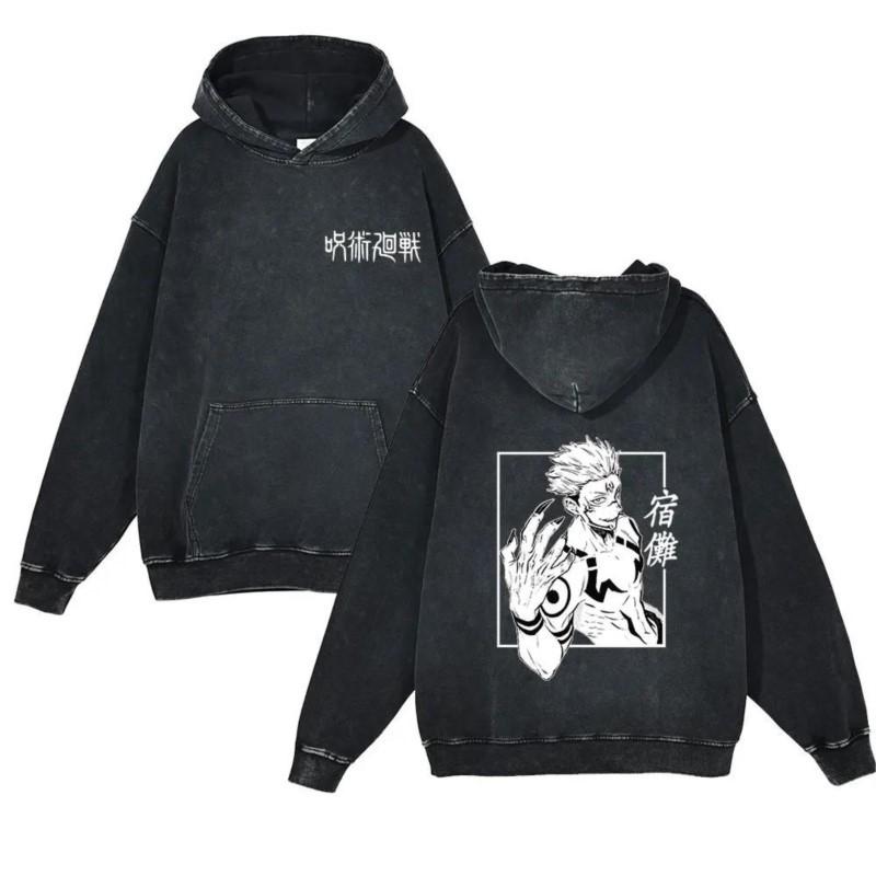 Harajuku Anime Jujutsu Kaisen Ryomen Sukuna Printed Men Women Cotton Hoodies Vintage Prevalent Pullover Casual Loose Sweatshirt