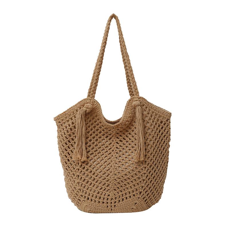 2025 Fashion Woven Bag Handmade Bag Crocheted Tote Bag Fringed Shoulder Bag Handbag Knitted Bag Bag