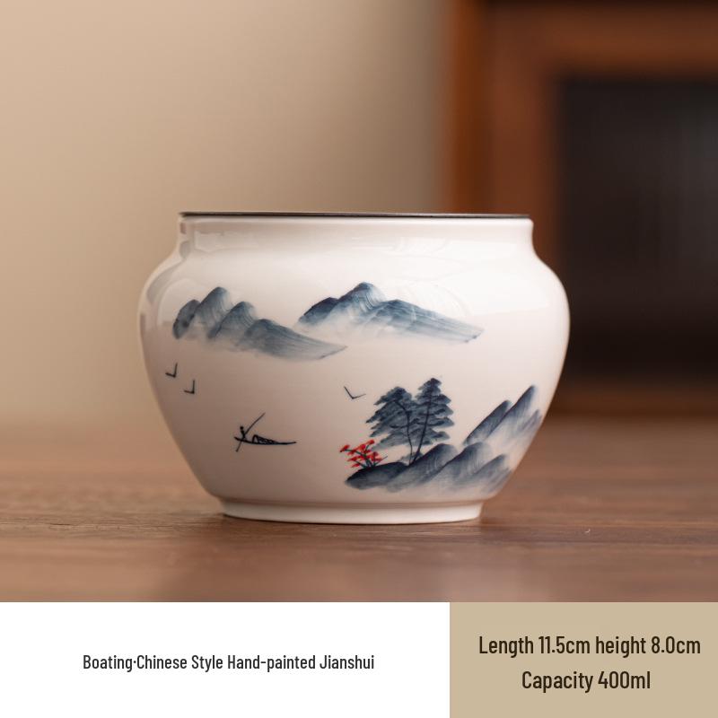Hand-painted Ash Glaze Jianshui Ceramic Tea Wash Bowl (Kung Fu Tea Set)