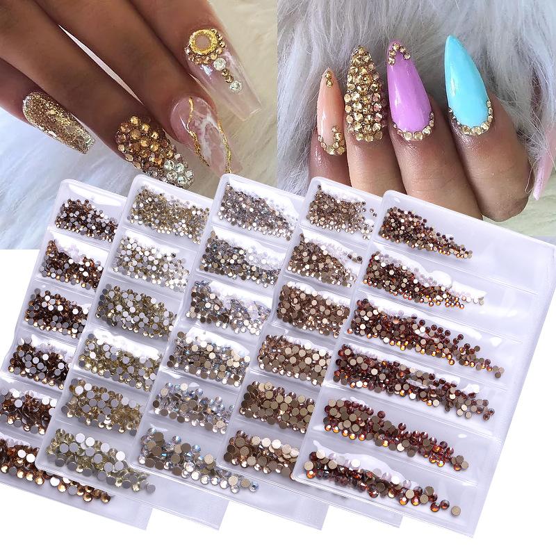 Long Bag Nail Art Jewelry Glass Flat Bottom Diamond Nail Art Diamond Nail Art Jewelry Mixed