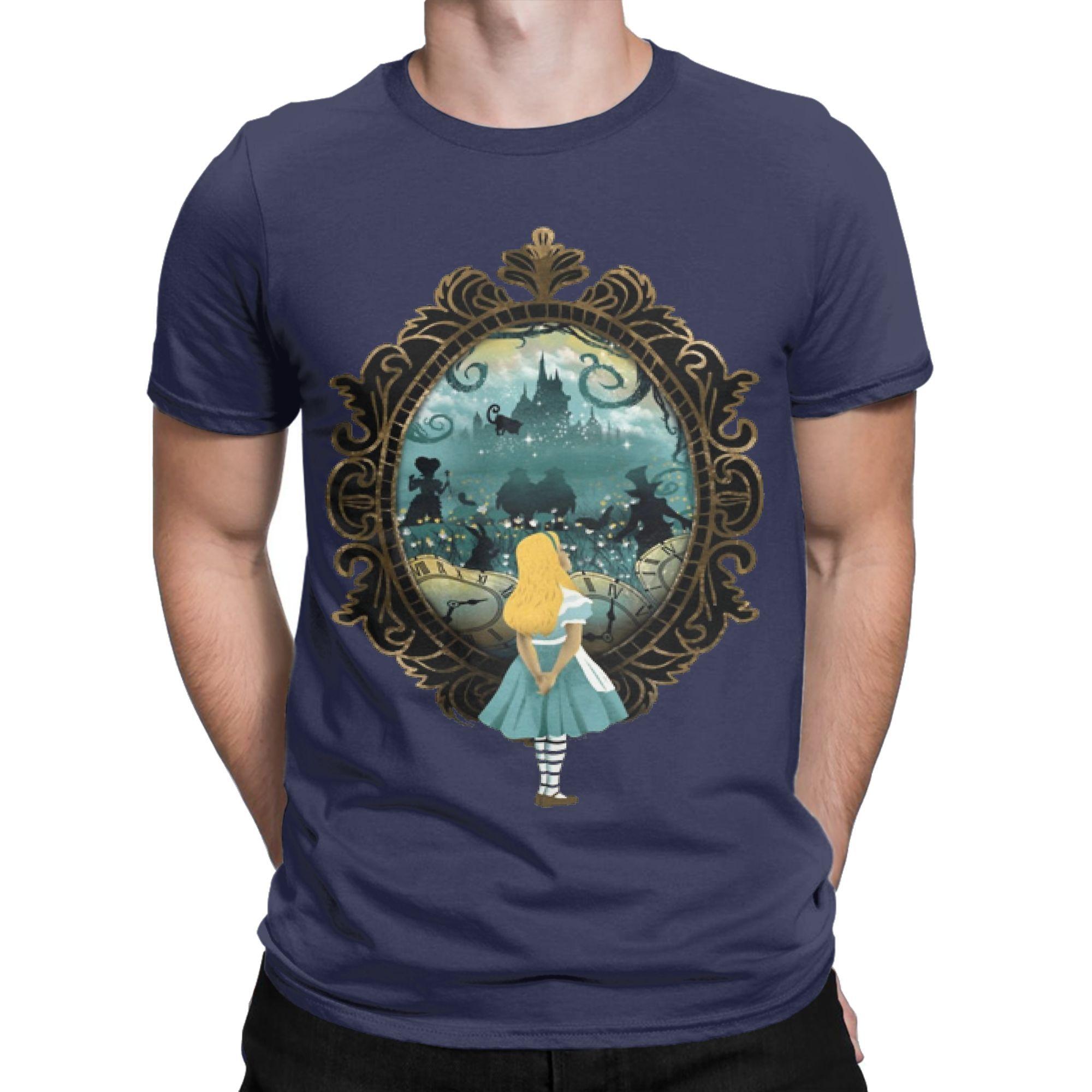 XIXI Fashion Alice in Wonderland Heren T-shirts Casual T-shirt Korte Mouw Ronde Hals T-shirt Puur Katoen Plus Size Kleding 4XL